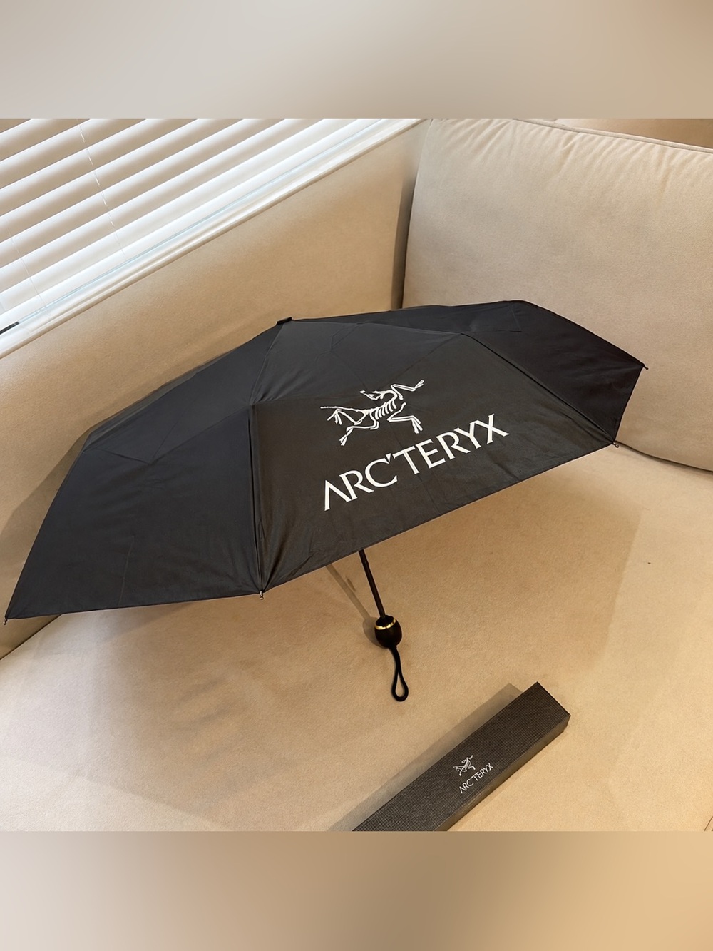 Arc'teryx Black Travel Umbrella with White Logo